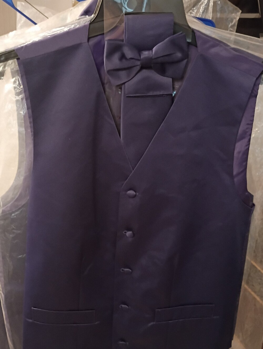 Milano Deep Purple Vest with Matching Bow Tie,Neck Tie & Handkerchief Many Sizes
